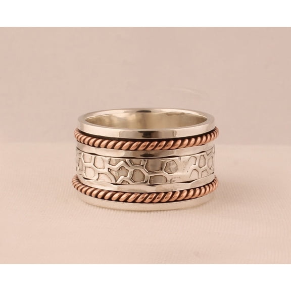 SS DESIGNS Fidget Spinner Ring Handmade 925 Silver Band | Smooth Spinning Anxiety Relief Jewelry for Stress & Meditation