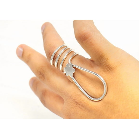 SS DESIGNS FlowerMCP joint Splint Ring • MCP Sterling Silver Splint Ring • Splint ring with extensions • Custom handmade Splint Ring