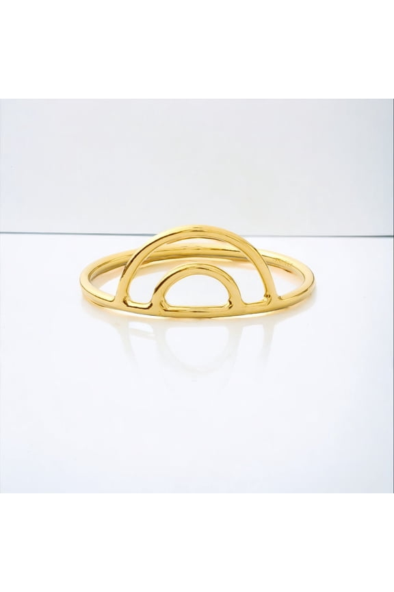 Gold Double Arch Ring - Handmade 18K Gold Vermeil, Solid Sterling Silver, Minimalist Boho Stacking Jewelry with Rainbow Arch Design
