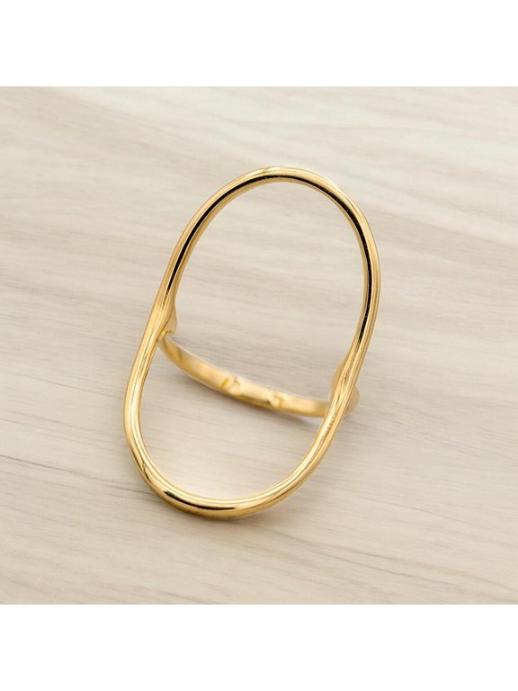 Gold Karma Ring Oval 14K Gold Filled Handmade Minimalist Jewelry Spiritual Symbol Boho Band Positive Energy Statement Ring