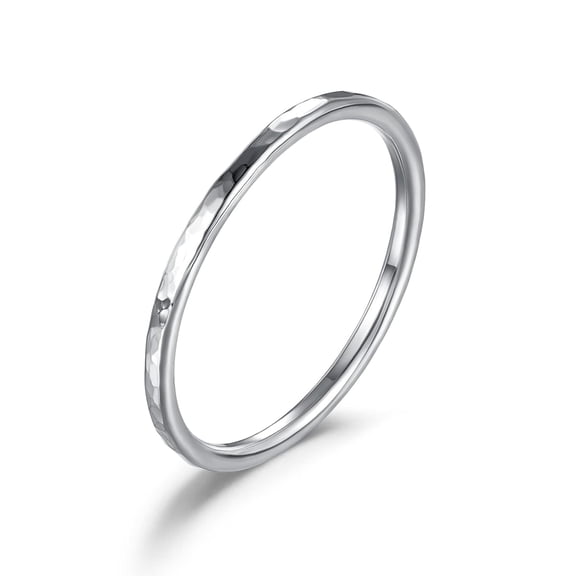 SS DESIGNS Hammered Stacking Ring Minimalist Rings Skinny Rings Sterling Silver Ring for Women (Stacked Hammered Ring)