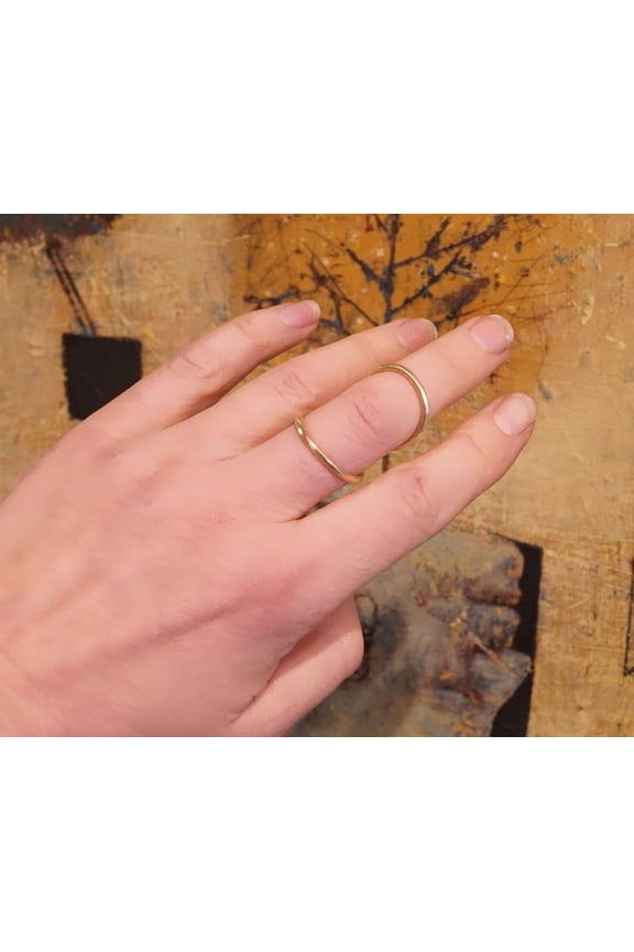 Handmade Finger Splint Ring – Hammered Textured Silver, Brass, or Copper – Adjustable Support for Swan Neck with Strong Deviation