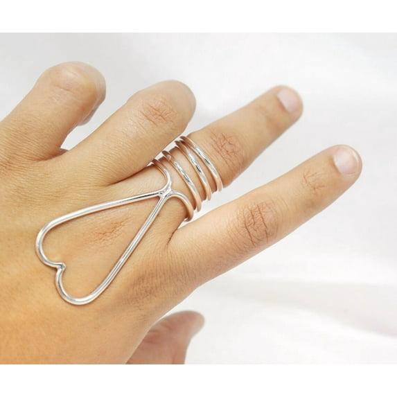 SS DESIGNS Heart MCP Joint Splint Ring | Sterling Silver Custom Handmade Splint Ring with Extensions | Therapeutic Support for MCP Joint | Arthritis & RA Finger Splint by Evabelle Jewelry