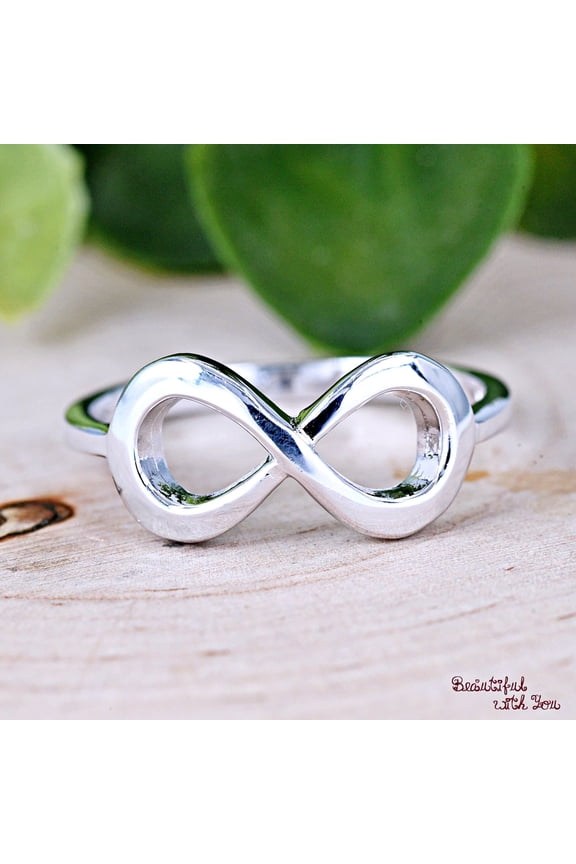 - High Polished Minimalist Simple Plain Infinity Ring, Infinity Promise Ring, Engagement Ring, Infinity Silver Wedding Ring