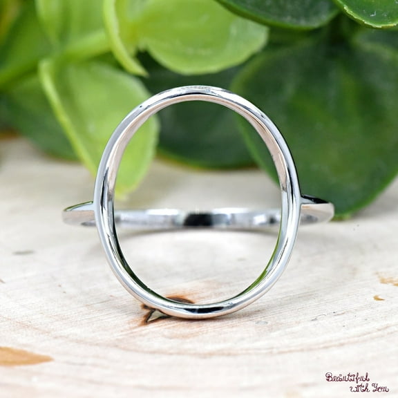 SS DESIGNS Karma Ring, 16mm Big Open Circle Ring, O Ring Silver, 925 Sterling Silver Curved Circle Concave Ring, Womens Fashion Ring, Minimalist Ring