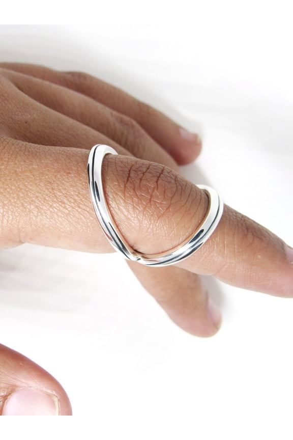 - Line Silver Swan Neck Splint Ring for PIP or DIP Joint Support | Arthritis & EDS Finger Splint with Oxidized Center Line |