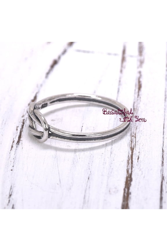 Love Knot Promise Ring Sterling Silver Band With Oxidize Finish Elegant Bridal Wedding Band Alternative Anniversary Gift