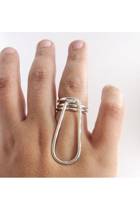MCP Joint Splint Ring Sterling Silver Adjustable Triple Loop Ring Handmade Minimalist Silver Jewelry Elegant Artisan Design