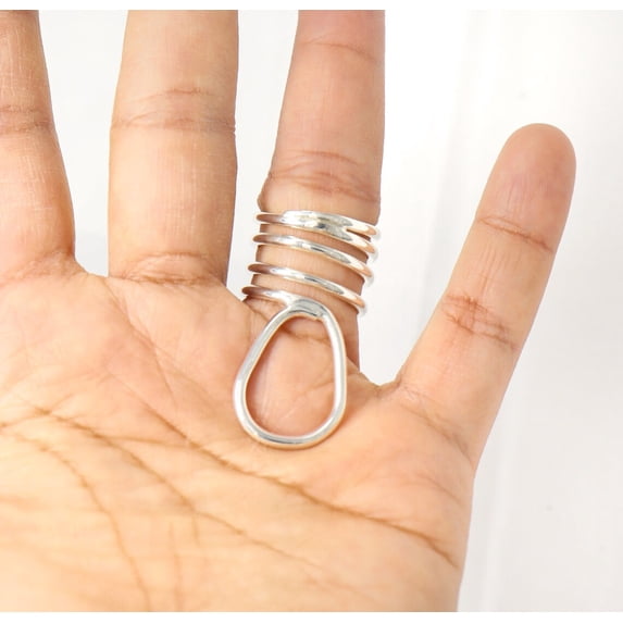 SS DESIGNS MCP Splint Ring Sterling Silver Joint Support Ring With Extensions Handcrafted Jewelry Elegant Arthritis Relief Finger Brace