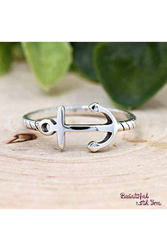 - Minimalist Sideways Anchor Ring, Ship Anchor Rope Band Ring, Womens Anchors Christians Hope Ring, Anchor Promise Ring Minimalist