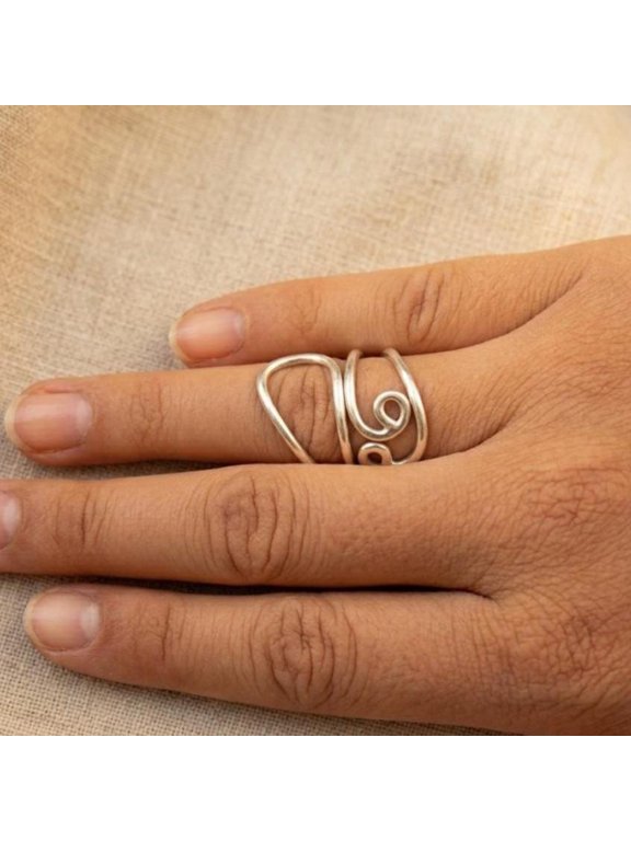 Minimalist Silver Ring Open Wrap Polished Split Band Fashion Ring for Everyday Minimalist Style Jewelry