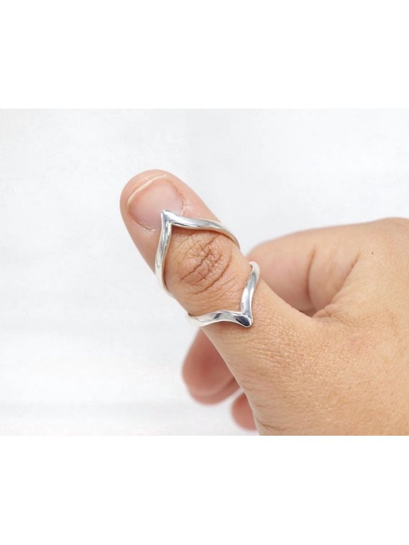 Minimalist Silver Ring, Thin Band with Curved Profile for Daily Wear