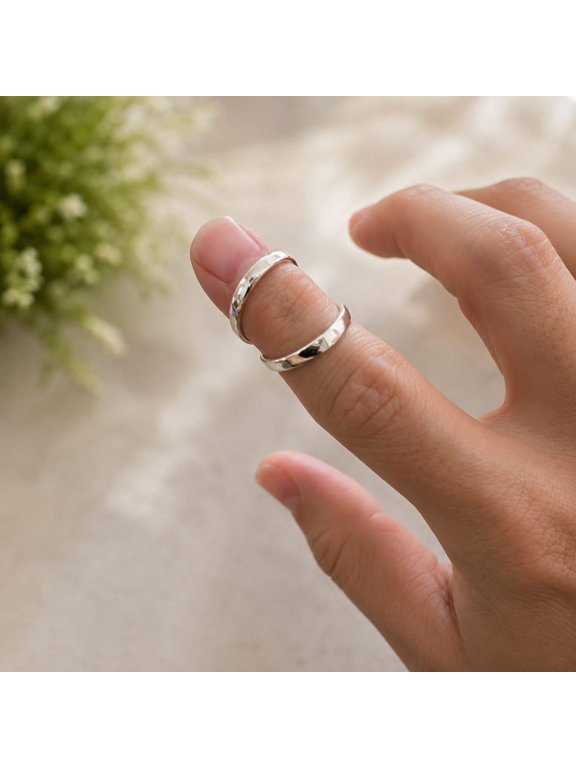 Minimalist Silver Wrap Ring Open Band Smooth Stackable Silver Fashion Jewelry For Everyday Wear And Casual Style