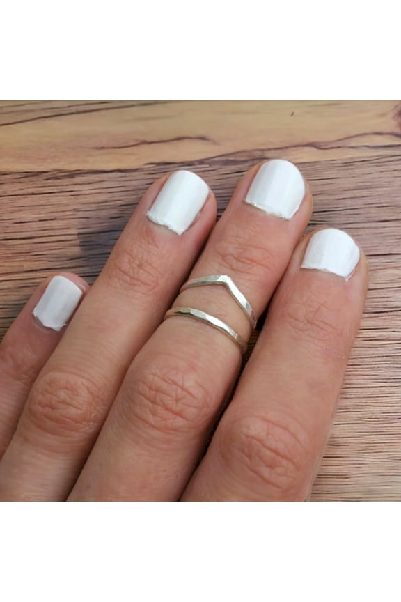 Minimalist Sterling Silver Chevron Stacking Ring – Delicate Open V Band for Women, Dainty Handmade Jewelry