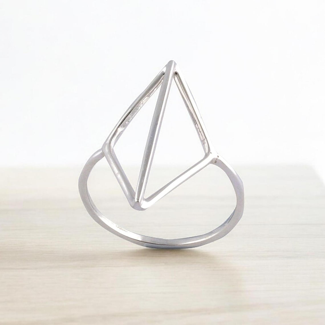 SS DESIGNS Modern Geometric Rhombus Ring – Sterling Silver Diamond ...
