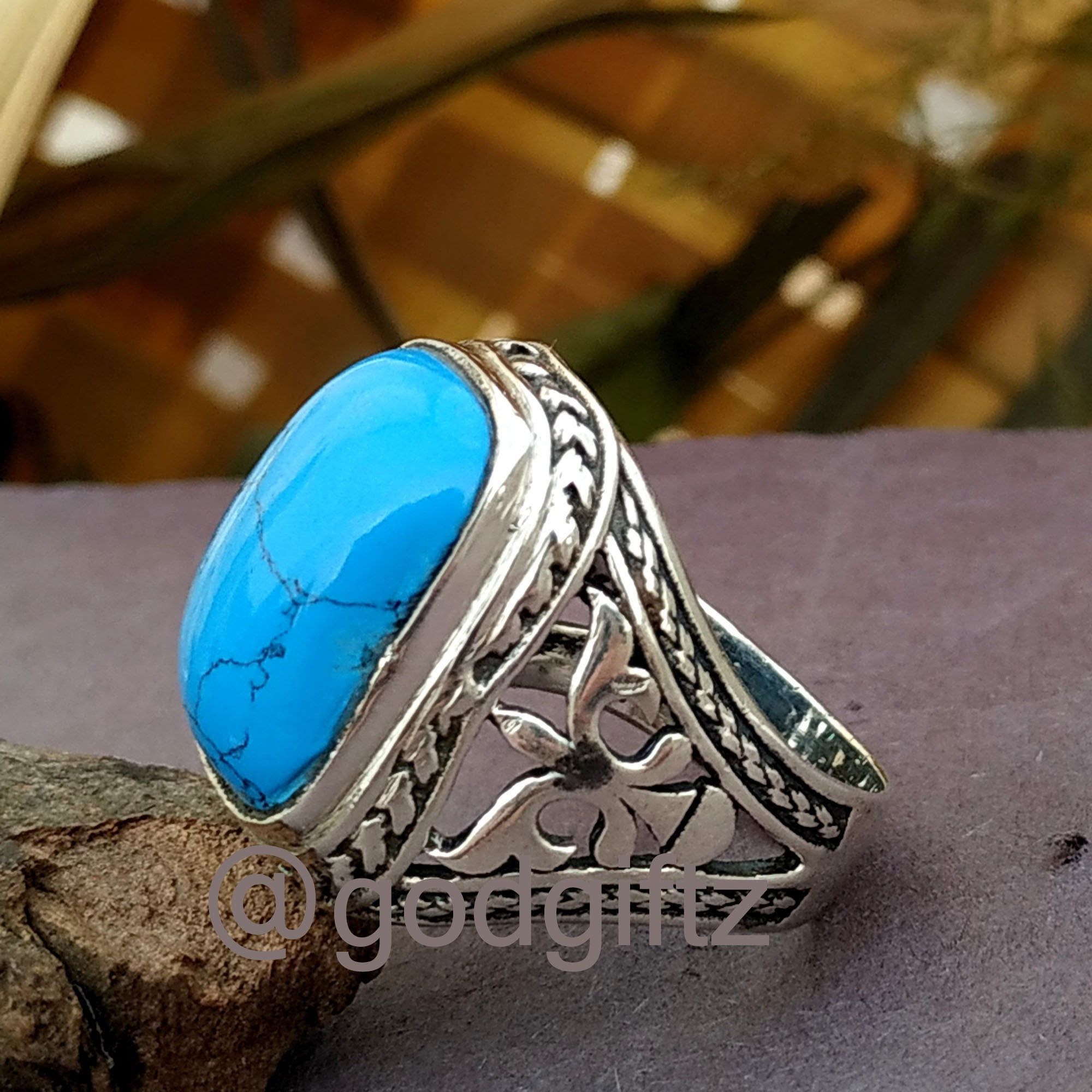 SS DESIGNS Natural Turquoise Men Ring, Men's Handmade Ring, Turkish ...