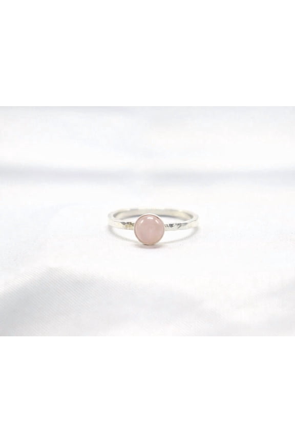 Rose Qtz Hammered Ring • Minimalist Ring • Stacking Ring • Gift for Her • Dainty Ring• Petite Ring • Onyx Dainty Band • Christmas Gift