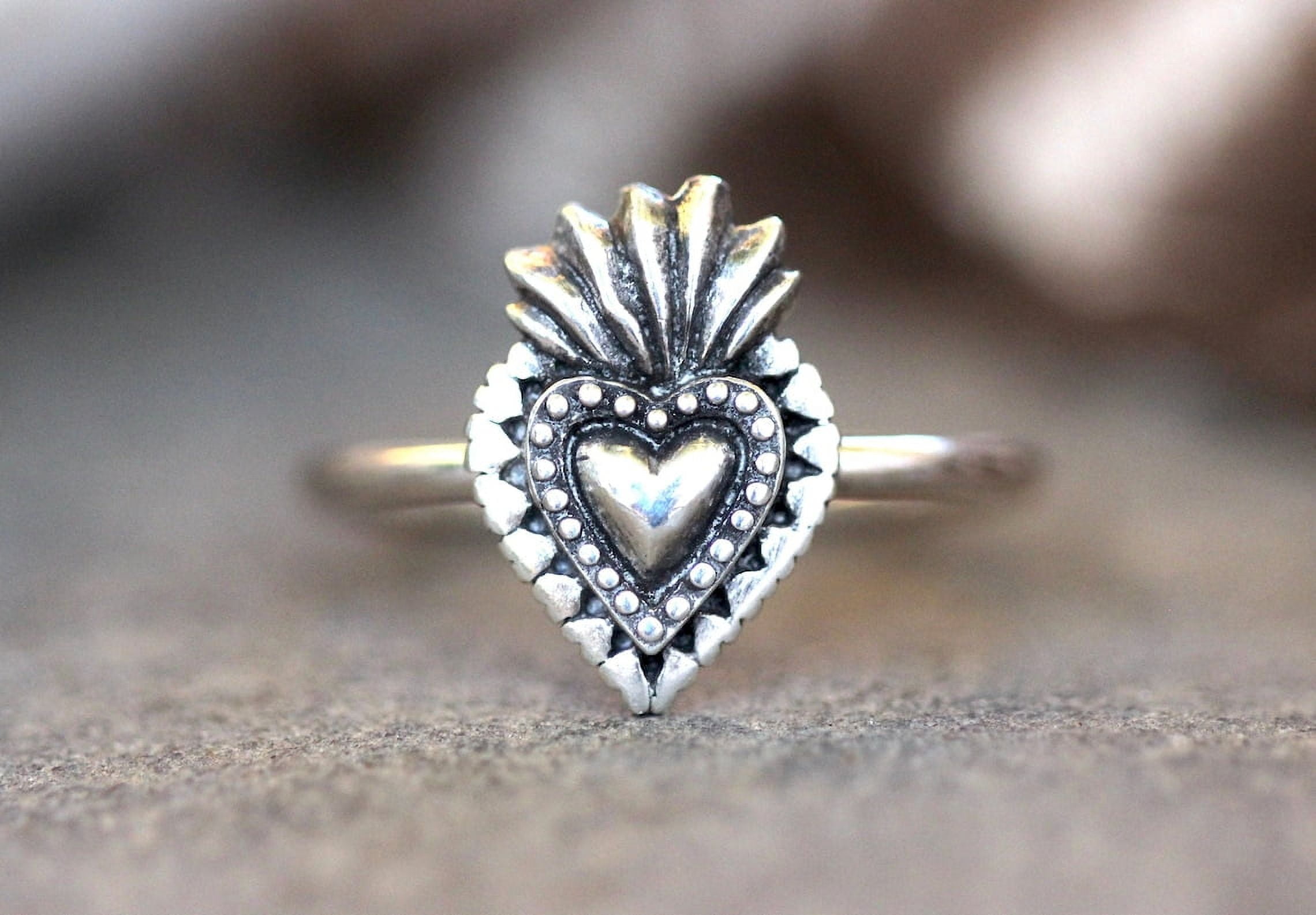 SS DESIGNS Sacred Heart Ring Sacred Heart Jewelry Heart Milagro Ring ...