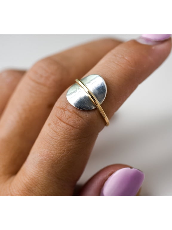 Saturn Planet Ring, Silver And Gold Space Circle Jewelry For Her