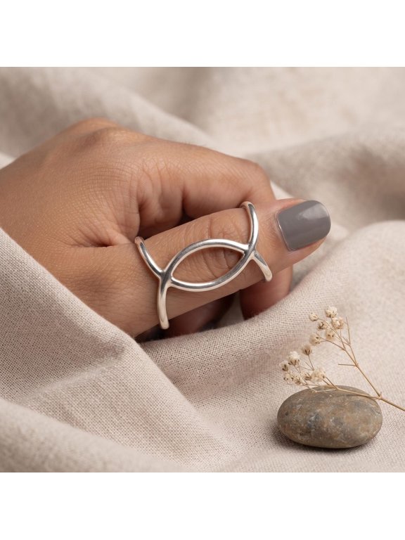 Silver Adjustable Wrap Ring Handmade Minimalist Fashion Jewelry