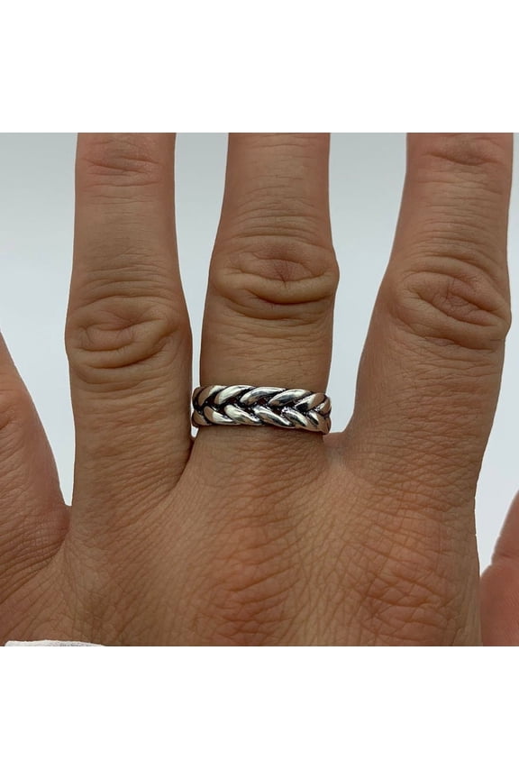 Silver Braid Ring - Dainty Open Band Celtic Silver Ring with Braided Design, Fine Detail, Durable Jewelry Gift For Her