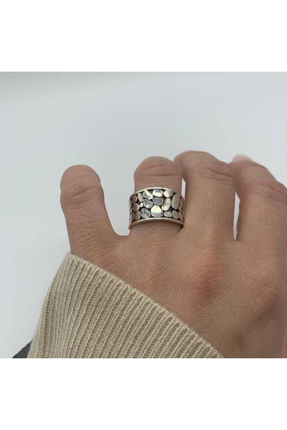Silver Chunky Boho Thick Adjustable Stacking Statement Thumb Ring