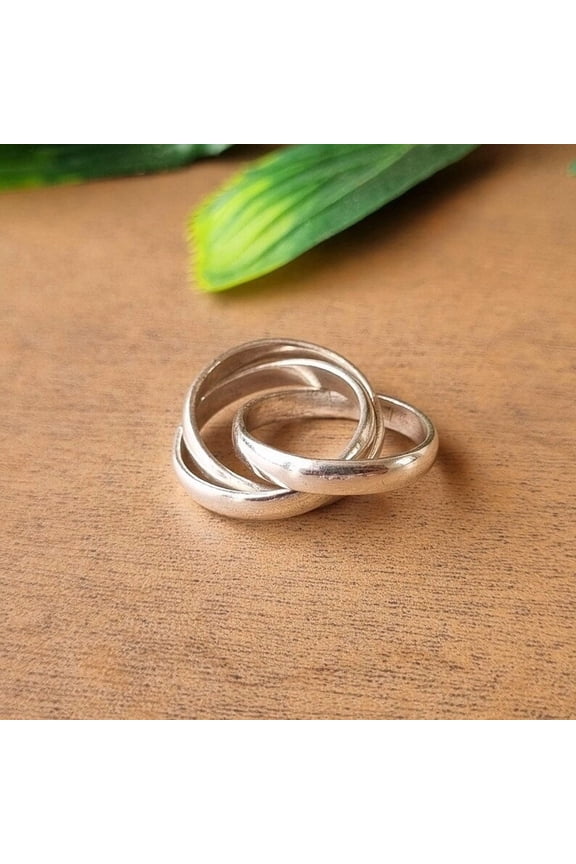 Silver Plated Stackable Rings Three Band Minimalist Set, Simple Elegant Fashion Jewelry Promise Gift For Her