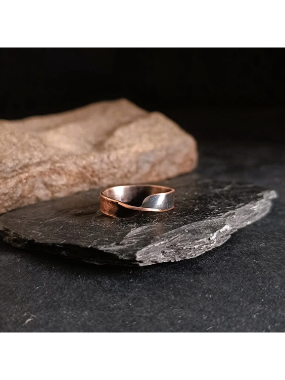 Silver Ring Rose Gold Plated Mobius Ring, Silver Ring Rose Gold Plated Infinity Band, Rustic Style Gifts