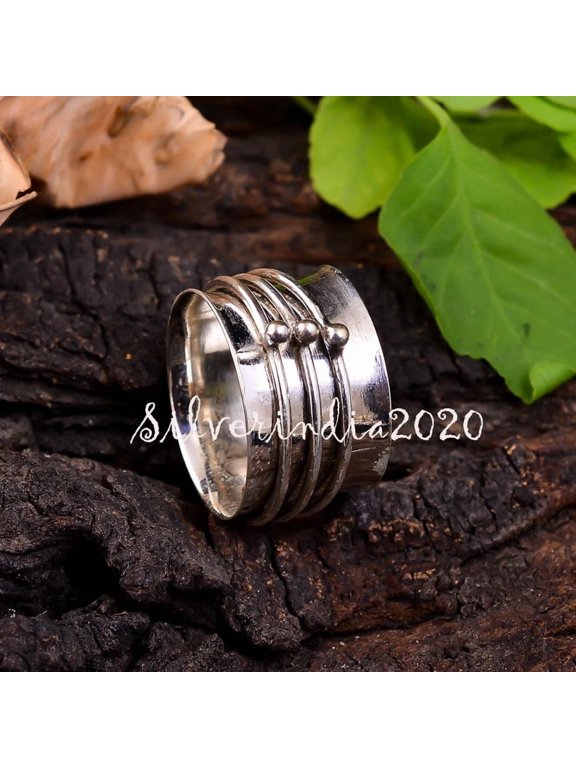 Silver Spinner Ring Polished Minimalist Rotating Band Fashion Jewelry
