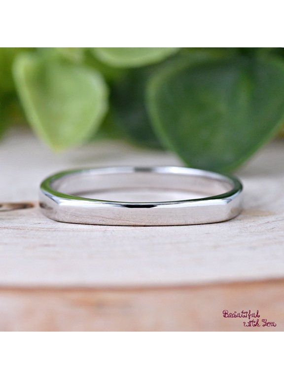 Silver Square Band Ring, Minimalist Geometric Flat Top Design, High Polish Finish