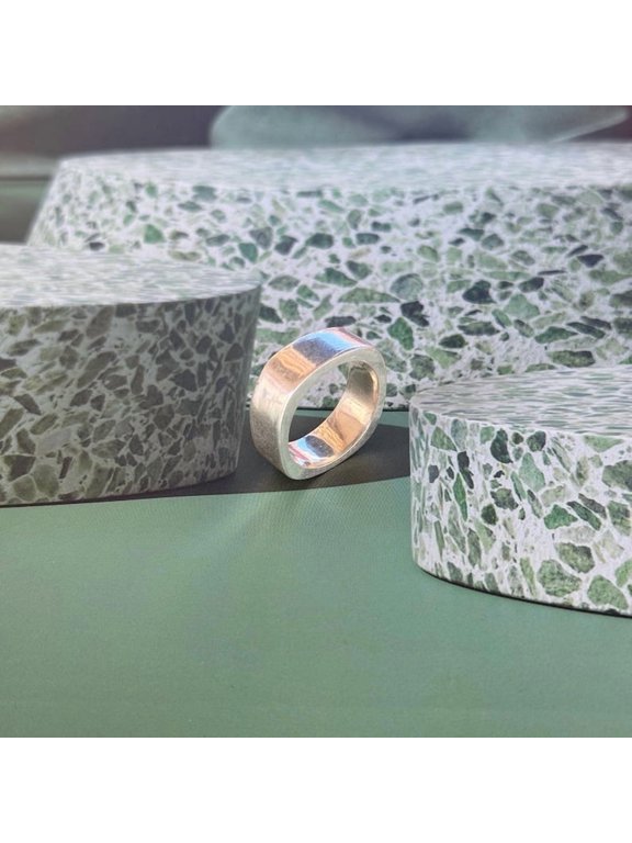 Silver Square Ring 6mm Chunky Geometric Profile Unisex Band for Modern Everyday Style