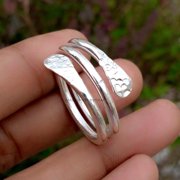 SS DESIGNS Silver Thumb Ring, Adjustable Wrap Open Band Minimalist Stackable Fashion Ring For Women Gift