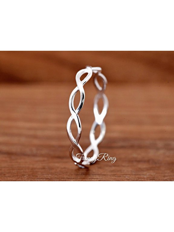 Silvertone 3mm Celtic Braided Statement Ring, Bohemian Sculpted Artisan Finger Band, Everyday Casual Ring