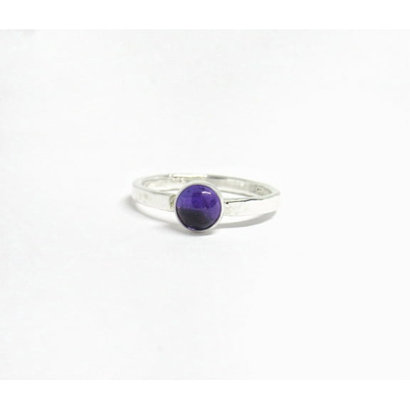 SS DESIGNS Simple Amethyst Hammered Ring • Minimalist Ring • Stacking Ring • Gift for Her • Dainty Ring• Petite Ring • Christmas gift