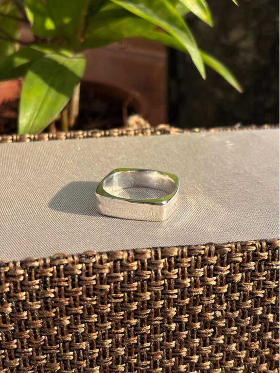 Square Silver Ring, 6mm Minimalist Band, Handcrafted Geometric Jewelry