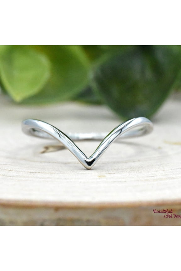 Stackable Midi Ring 925 Sterling Silver Chevron Wishbone Delicate Minimalist Jewelry Layered Finger Band