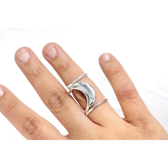 SS DESIGNS Sterling Silver Adjustable Triple Loop Ring 925 Handmade Open Finger Band Elegant Minimalist Statement Jewelry