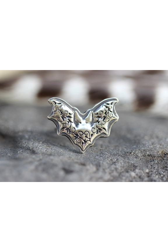 Sterling Silver Bat Ring Unique Bat Jewelry With Fine Detailing, Durable Silver Finish, Gothic Style Halloween Statement Accessory