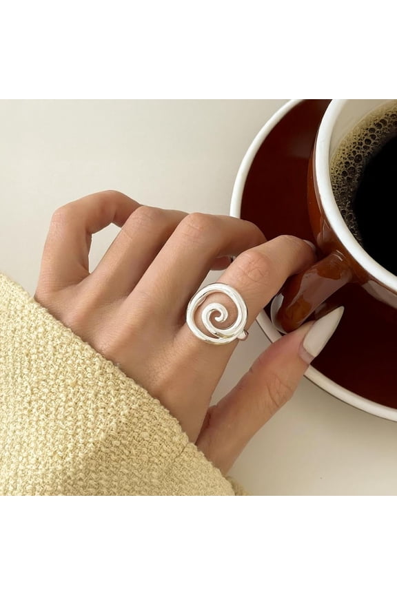 Sterling Silver Ring Adjustable Spiral Wrap 925 Chunky Statement Band Unique Modern Design