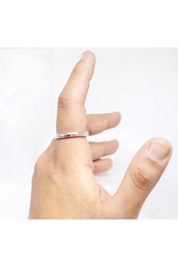 Sterling Silver Ring Thin Dome Band 3mm 925 Silver Ring Art Deco Design Minimalist Statement Jewelry