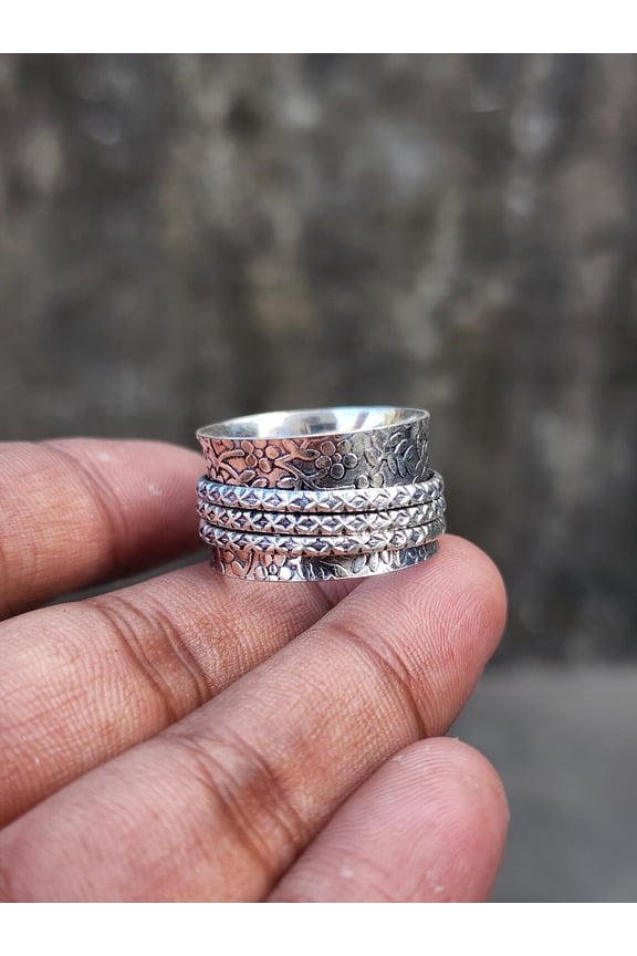 - 925 Handmade Spinner Ring for Women – Solid Anxiety Relief Meditation Band – Valentine’s Day Gift Idea Minimalist Jewelry Ring