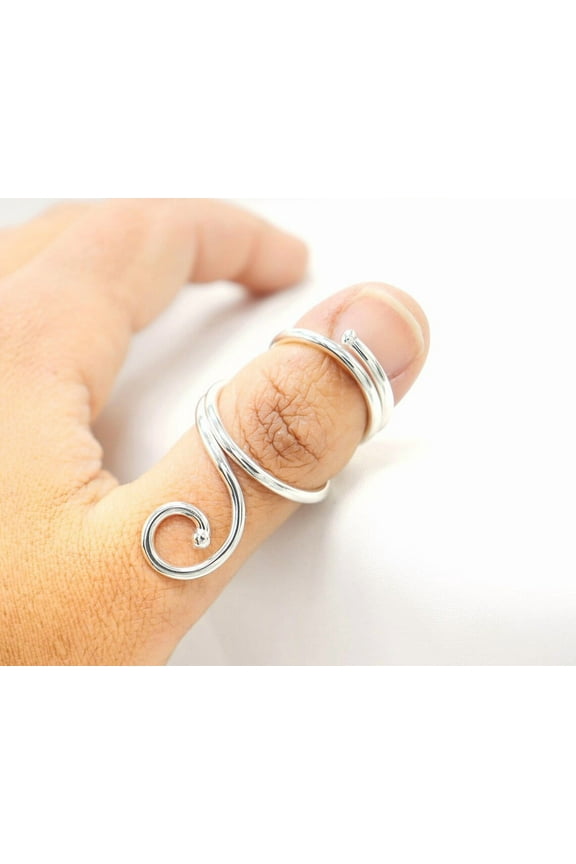 Sterling Silver Swan Swirl Adjustable Splint Ring for PIP & DIP Joints | Wire Therapy Ring for RA Rheumatoid Arthritis, Trigger Finger & EDS | Elegant Handmade Joint Support Ring