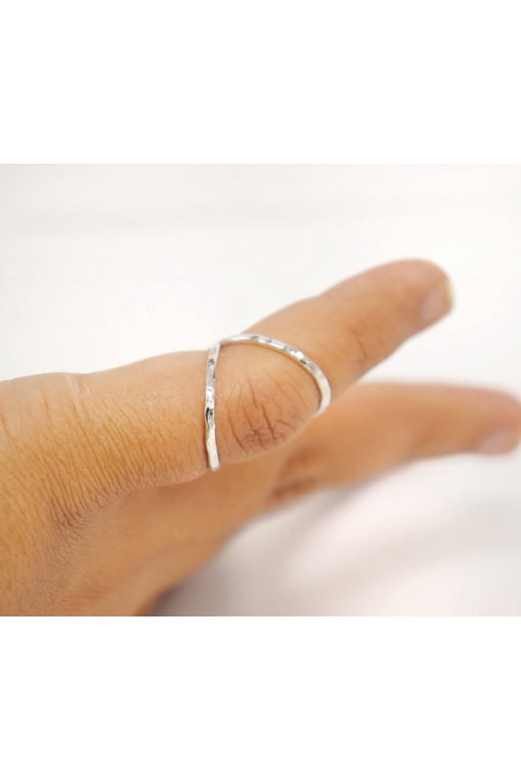 Thin Hammered Sterling Silver Swan Neck Splint Ring | Adjustable Arthritis Ring for DIP Joint | RA Rheumatoid Arthritis Finger Support Splint