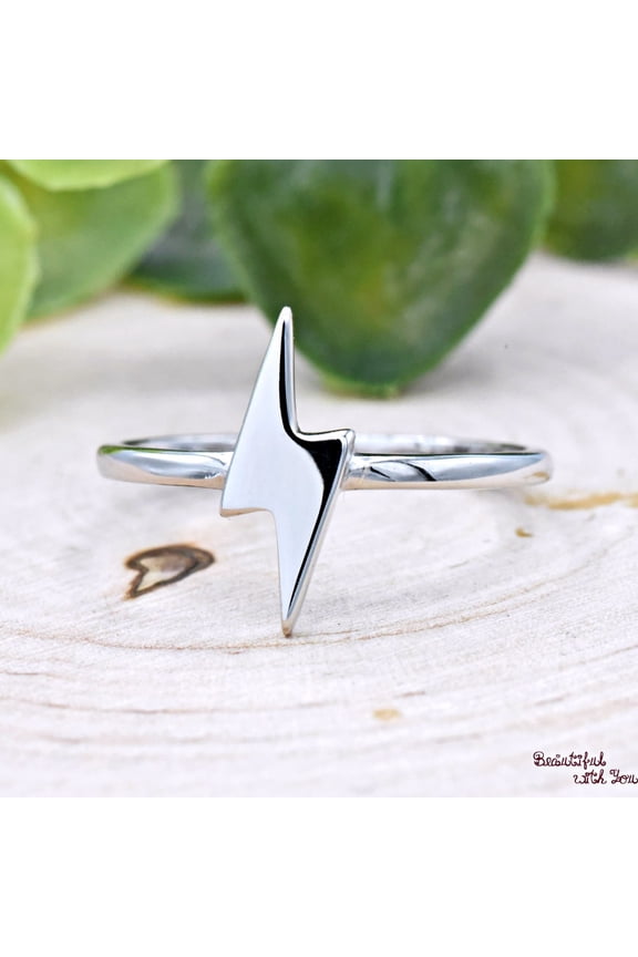 - Thunderbolt Ring, Lightning Bolt Ring Silver, Thunderbolt Lightning Bolt 925 Ring, Nature Inspired Ring, Minimalist Jewelry