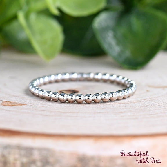SS DESIGNS Tiny Bead Ball Bali Style Eternity Band Ring, Sterling Silver Ball Ring, Bead Ball Thumb Ring, Simple Stacking Ring