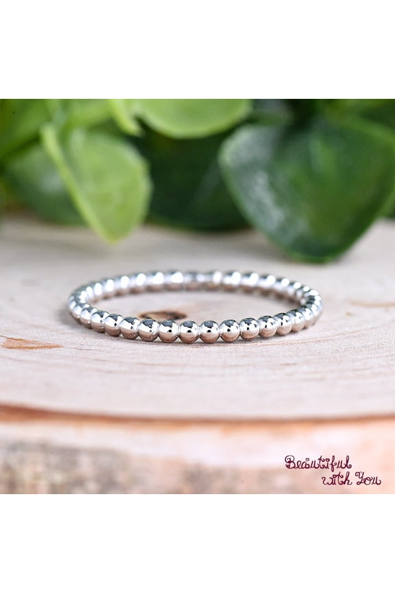 Tiny Bead Ball Bali Style Eternity Band Ring, Sterling Silver Ball Ring, Bead Ball Thumb Ring, Simple Stacking Ring
