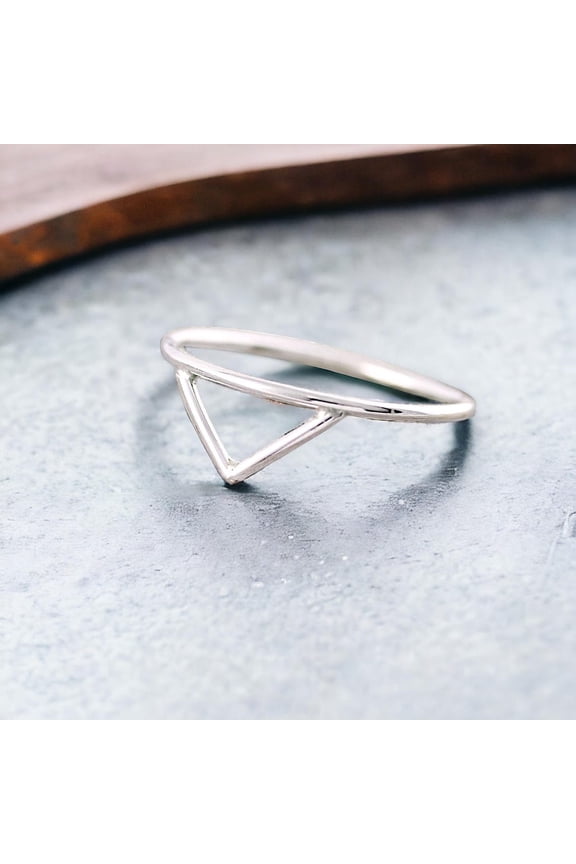 - Triangle Ring – Handmade Minimalist Geometric Ring, Dainty Open Band Jewelry for Women, Modern Stackable Everyday Ring Minimalist