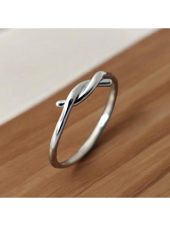 adjustable knot ring, Minimalist Half-Knot Open Band for Fashion Jewelry, Polished Smooth