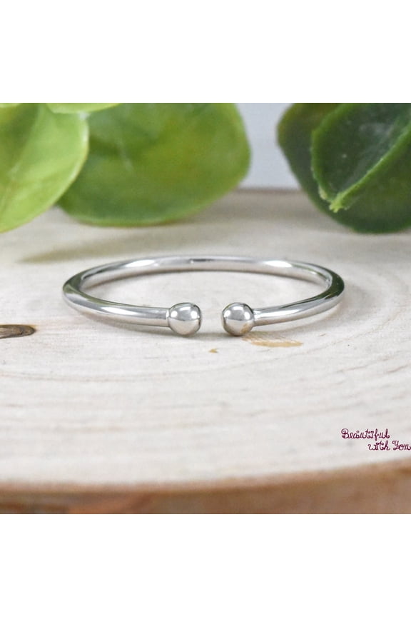 adjustable midi ring, Silver Open Ball Wrap Band, Dainty Minimalist Stackable Jewelry