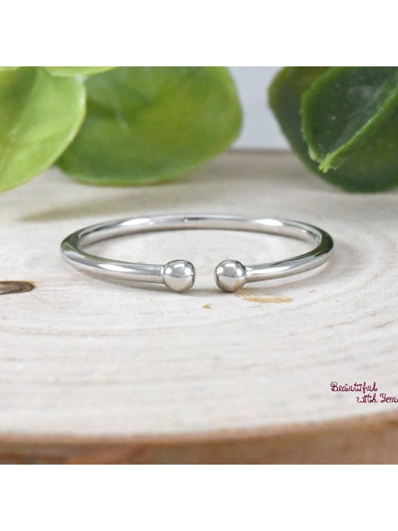 adjustable midi ring, Silver Open Ball Wrap Band, Dainty Minimalist Stackable Jewelry